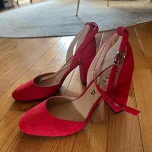 Red block heels
